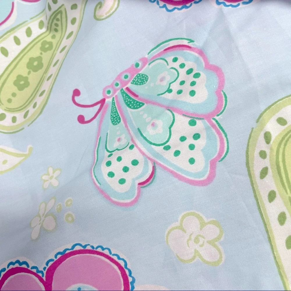 Pottery Barn Kids Floral Paisley Duvet Cover in Light Blue, Pink & Green